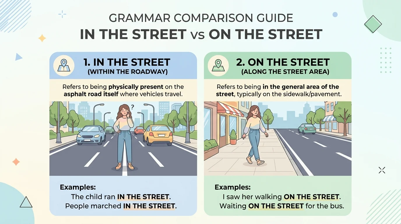 In the Street or On the Street: Which Is Correct & When to Use Each