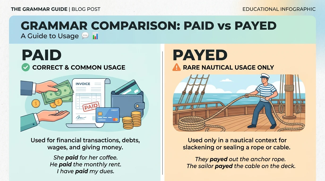 Paid vs Payed: What's the Difference? (Meaning, Examples, and Correct ...